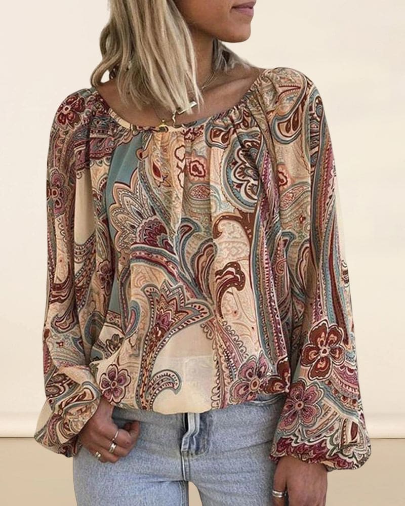 Blusa Con Mangas Tipo Linterna Y Estampado Para Mujer | Ideal Para Uso Diario Y Salidas Informales