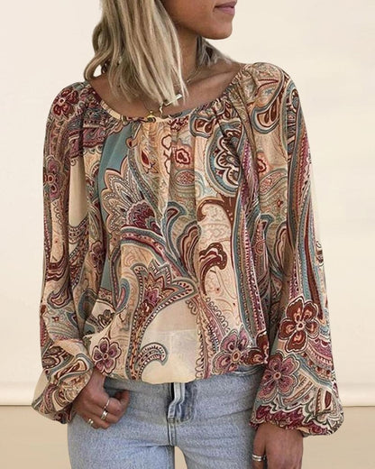 Blusa Con Mangas Tipo Linterna Y Estampado Para Mujer | Ideal Para Uso Diario Y Salidas Informales