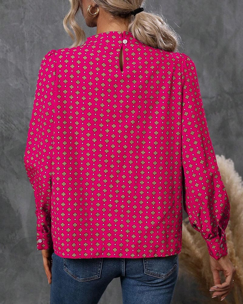 Blusa de Mangas Largas con Motivo Impreso y Corte Amplio Pullover para Mujeres | Ideal para Uso Diario