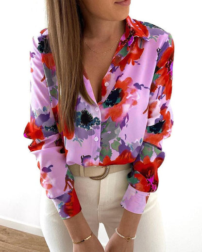 Blusa Con Estampado Floral Y Cierre De Botones Para Mujer | Ideal Para Uso Diario Y De Temporada