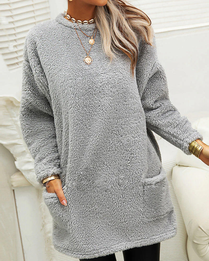 Jersey de Invierno con Cuello Redondo para Mujer | Ideal para Días Fríos