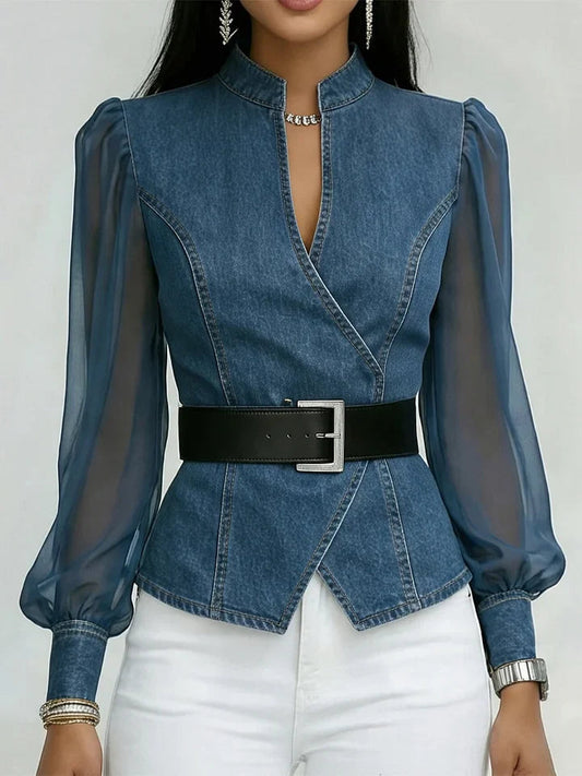 Blusa con Delantero Cruzado y Cinturón Integrado para Mujer | Ideal para Uso Diario o Eventos