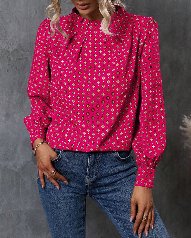 Blusa de Mangas Largas con Motivo Impreso y Corte Amplio Pullover para Mujeres | Ideal para Uso Diario