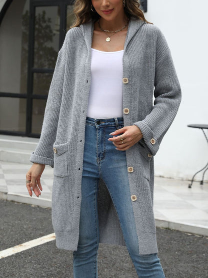 Cardigan Largo Con Botones Y Bolsillos Para Mujer | Ideal Para Superposición Y Uso Diario