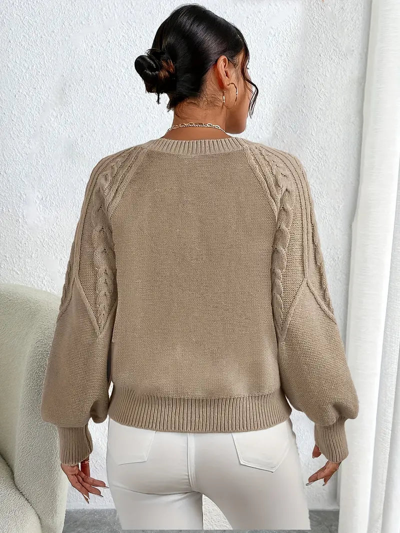 Jersey de Punto Grueso con Mangas Abullonadas para Mujer | Ideal para Temporadas Frescas