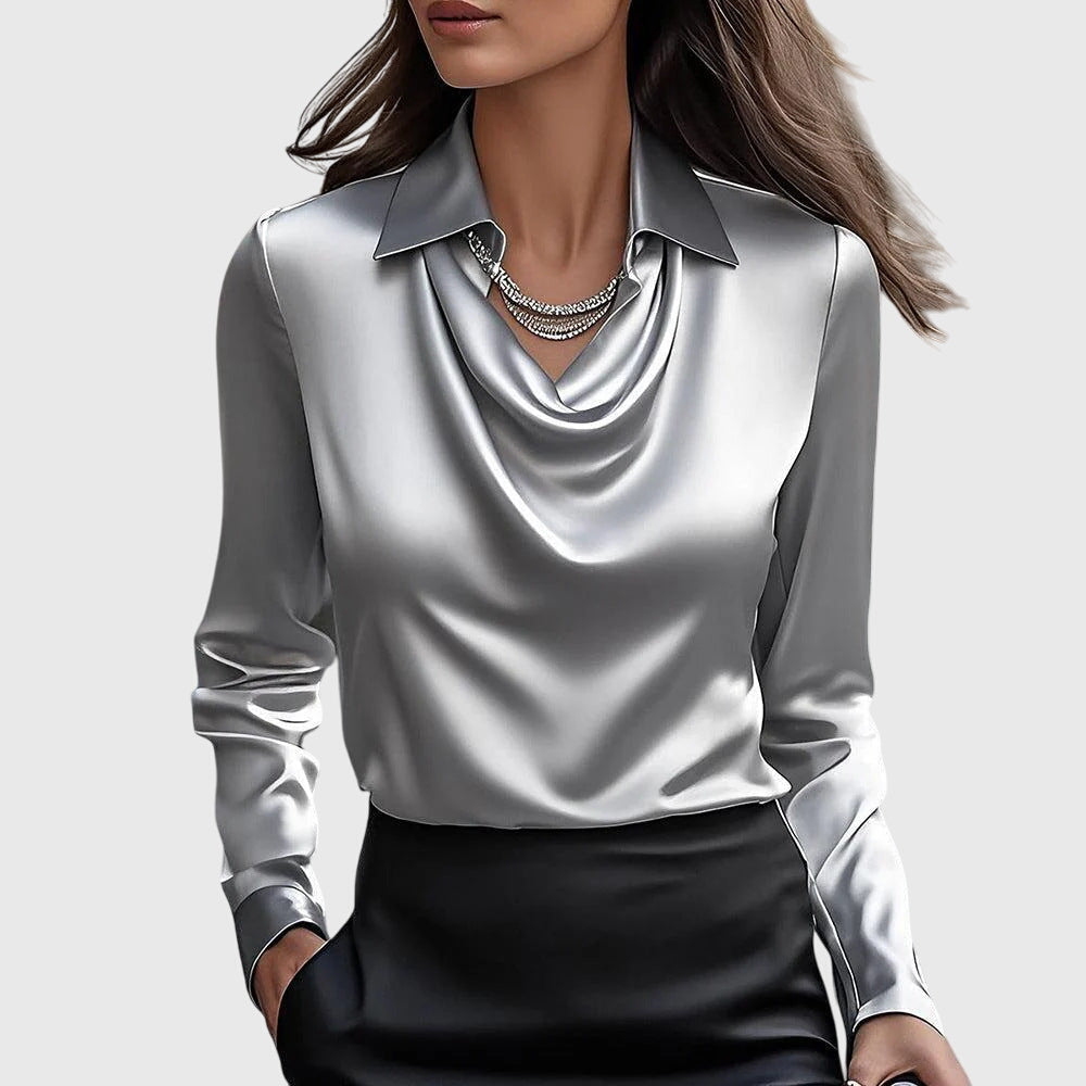 Blusa Fluida Con Cuello Plisado Para Mujer | Ideal Para Uso Diario En Interior Y Exterior