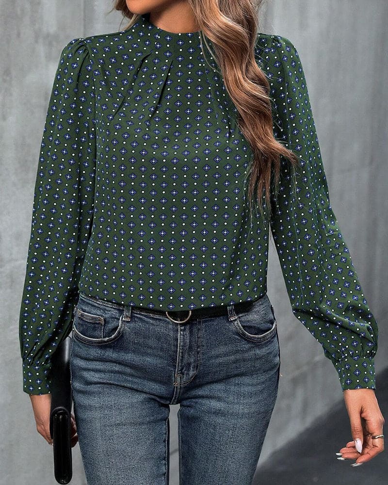 Blusa de Mangas Largas con Motivo Impreso y Corte Amplio Pullover para Mujeres | Ideal para Uso Diario