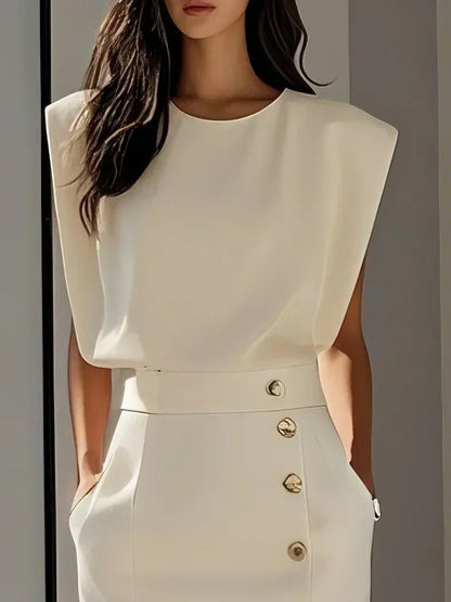 Vestido Midi Sin Mangas Con Botones Frontales Para Mujer | Ideal Para Uso Diario Y Ocasiones