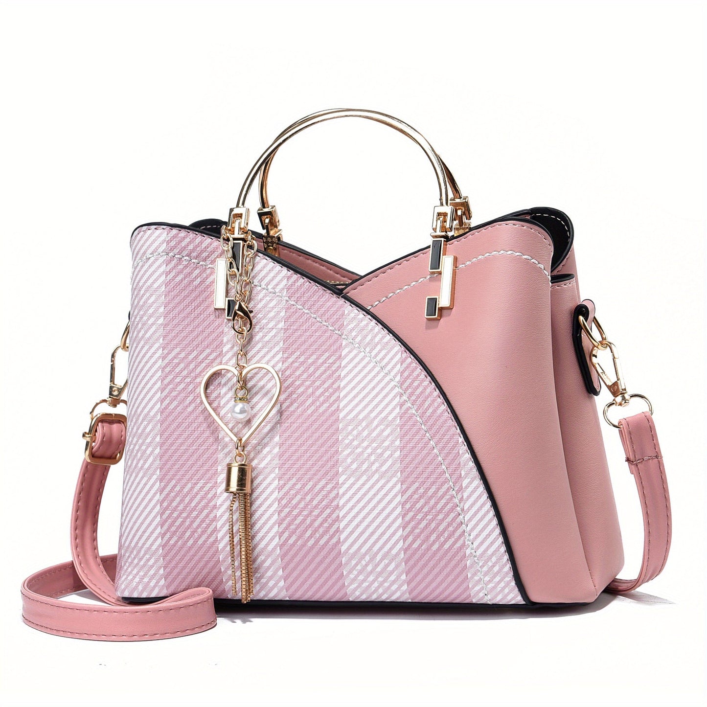 Bolso de Mano con Compartimento Principal y Detalles Color Block para Mujer | Ideal para Uso Diario