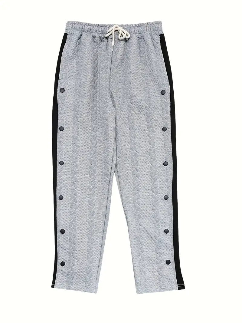 Pantalón de Corte Amplio con Botones Laterales y Cintura Elástica para Hombre | Ideal para Uso Diario
