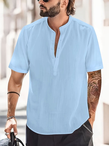 Camisa de Manga Larga con Cuello Alto para Hombre | Ideal para Uso Diario y Ocasiones Informales