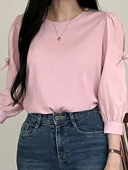 Blusa Con Detalle De Nudo En El Cuello Para Mujer | Ideal Para Uso Diario Y Oficina