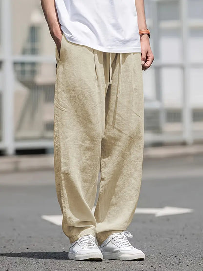 Pantalón Casual de Corte Amplio con Cintura Elástica y Bolsillos Profundos para Hombre | Ideal para Uso Diario