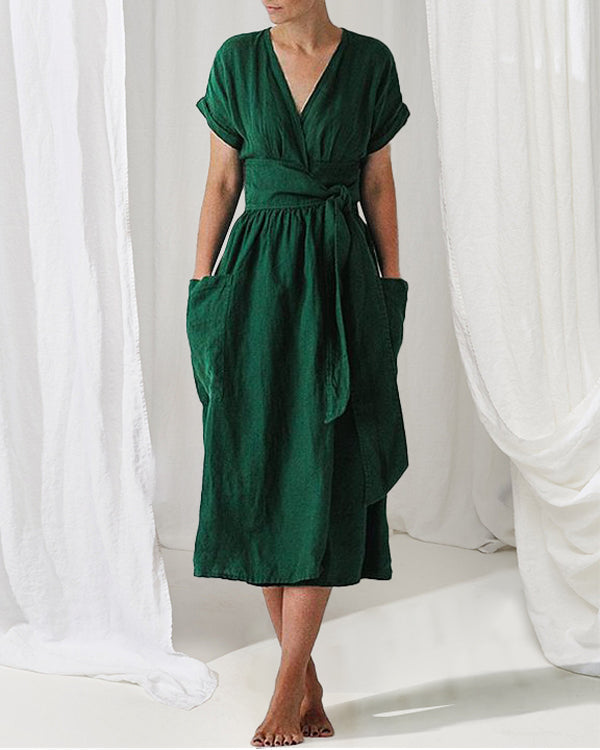 Vestido Cruzado con Cinturón Ajustable para Mujer | Ideal para Uso Diario