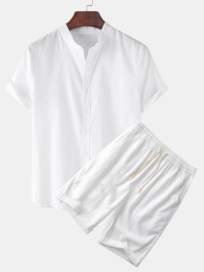 Conjunto de Dos Piezas con Camisa de Manga Corta y Short para Hombre | Ideal para Uso Diario