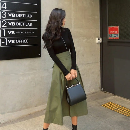 Falda Midi con Cintura Alta y Corte Recto para Mujer | Ideal para Uso Diario u Oficina