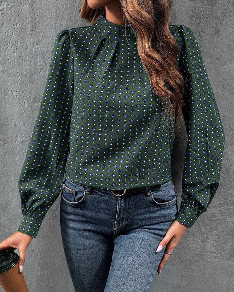 Blusa de Manga Larga con Estampado Integral para Mujer | Ideal para Uso Diario