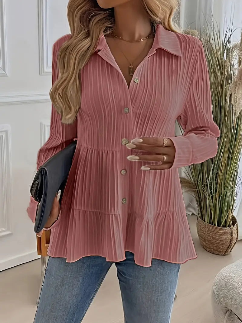 Camisa Con Cierre De Botones Y Corte Fluido Para Mujer | Ideal Para Oficina Y Uso Diario