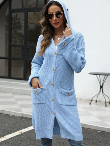 Cardigan Largo Con Botones Y Bolsillos Para Mujer | Ideal Para Superposición Y Uso Diario