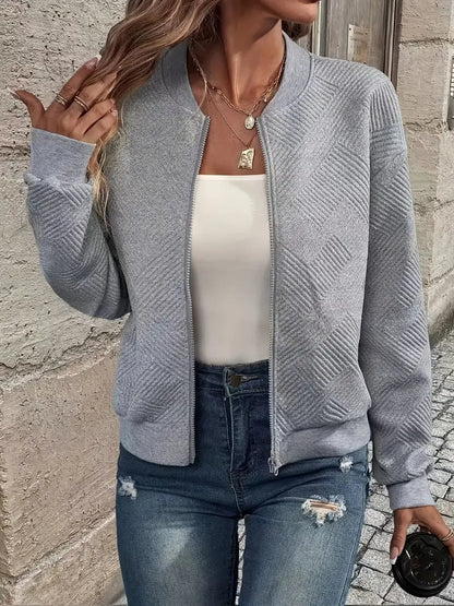 Chaqueta Con Cremallera Frontal Y Corte Holgado Para Mujer | Ideal Para Uso Diario O Entretiempo