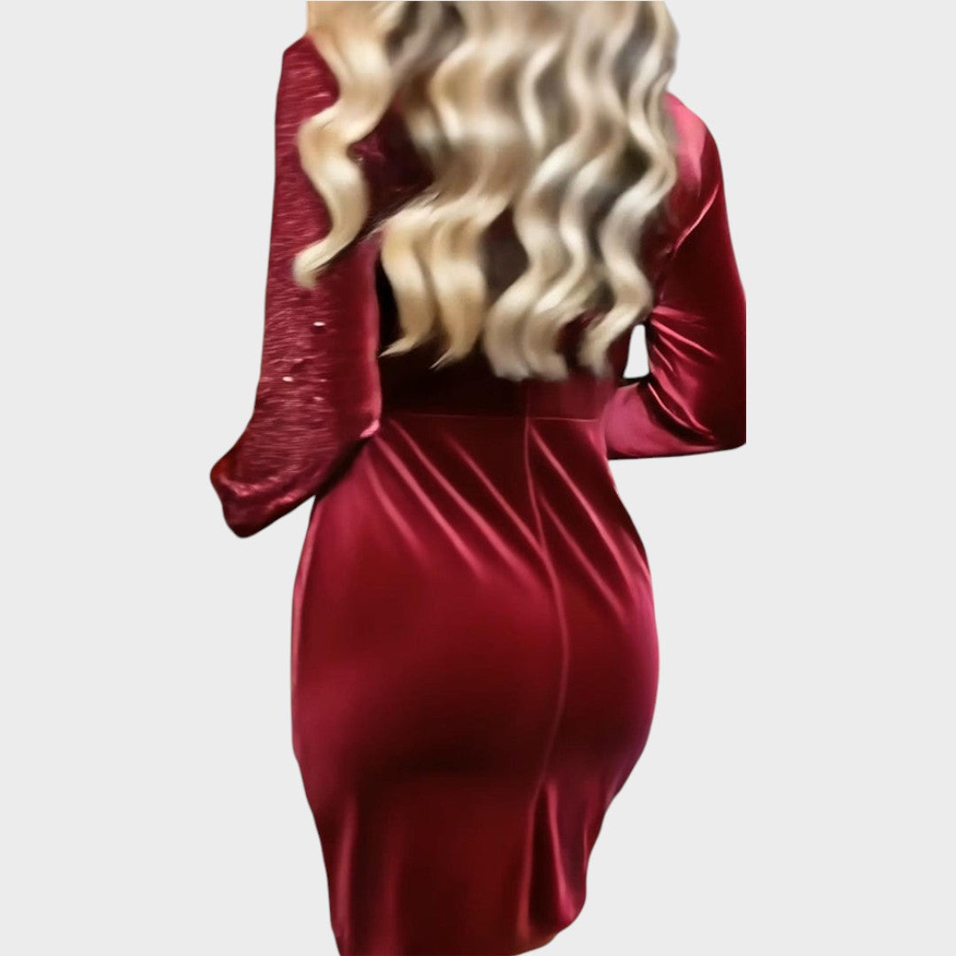Vestido Midi Con Escote Cruzado Y Mangas Largas Para Mujer | Ideal Para Uso Diario Y Actividades Sociales