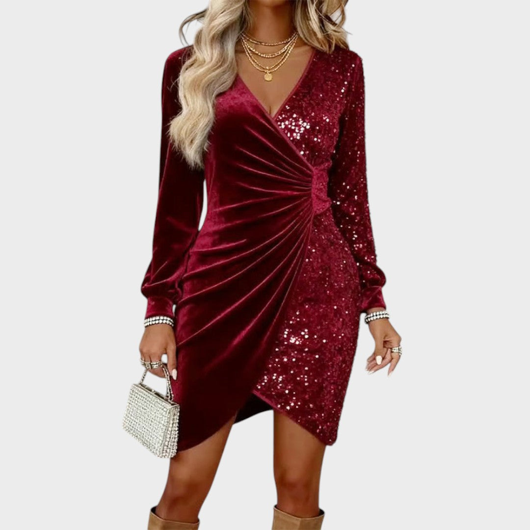 Vestido Midi Con Escote Cruzado Y Mangas Largas Para Mujer | Ideal Para Uso Diario Y Actividades Sociales