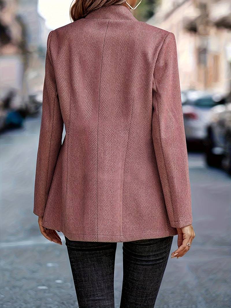 Blazer De Rayas Con Cuello Alto Para Mujer | Ideal Para Uso Profesional Y Diario