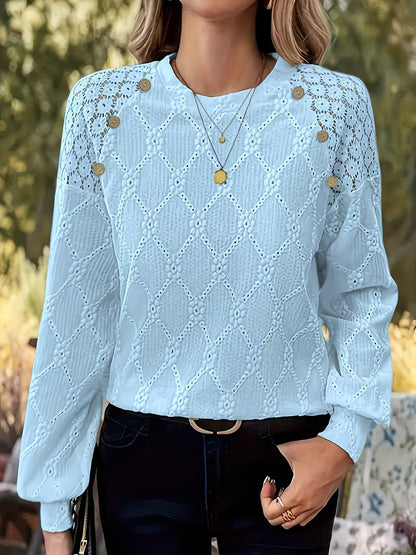 Blusa de Mangas Largas con Motivo Texturizado para Mujeres | Ideal para Uso Diario y Trabajo Informal