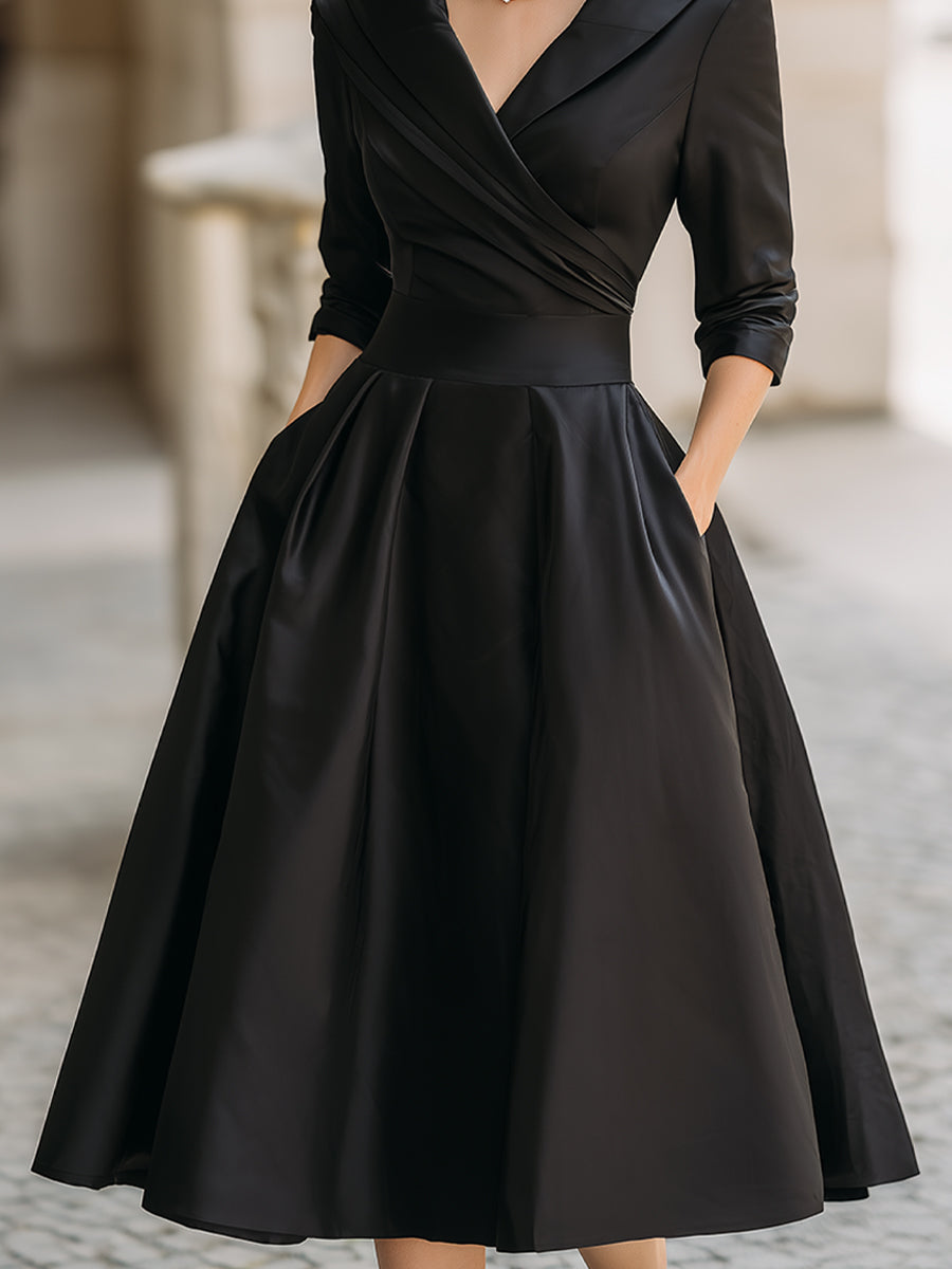 Vestido Midi con Corsé Ajustado y Falda Acampanada Para Mujer | Ideal Para Eventos y Salidas Nocturnas