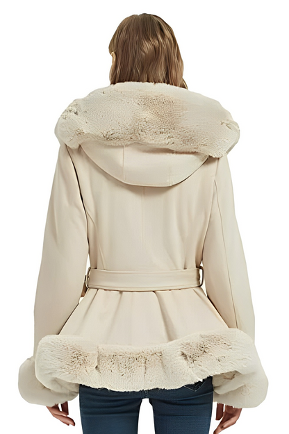 Chaqueta con Capucha y Cuello Bordeado para Mujer | Ideal para Otoño E Invierno