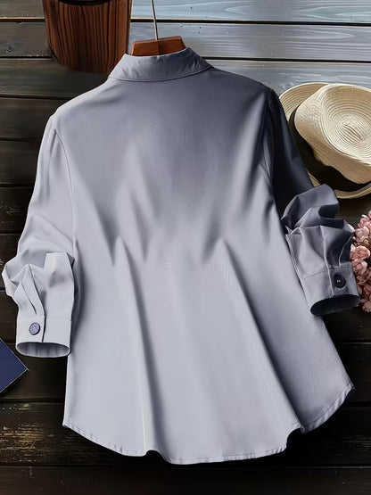 Camisa De Manga Larga Con Cuello Clásico Para Mujer | Ideal Para Uso Diario