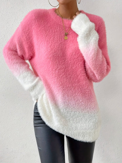 Jersey Con Cuello Redondo Y Degradado De Color Para Mujer | Ideal Para Uso Diario