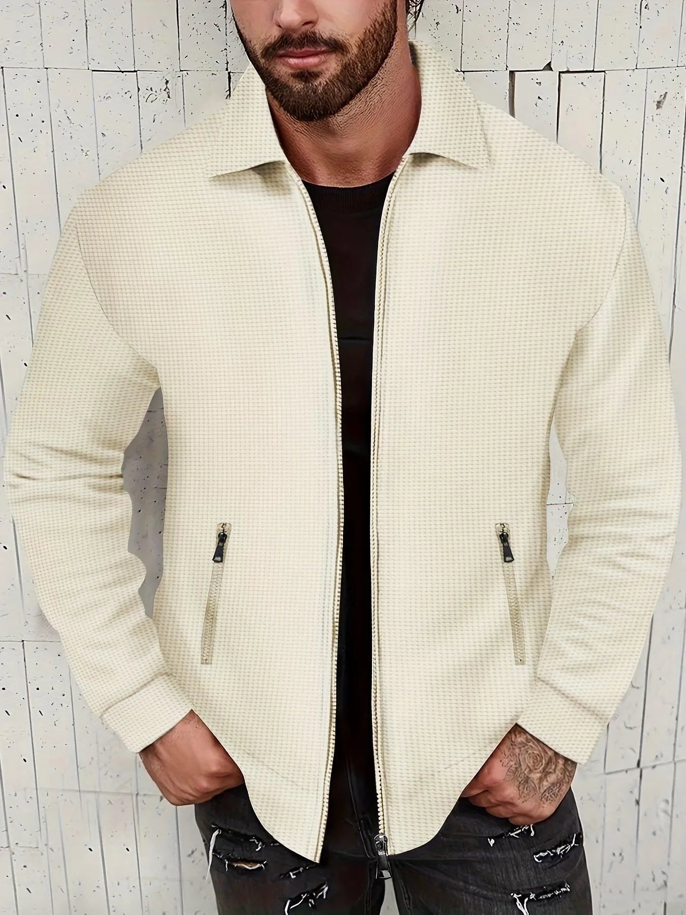 Chaqueta De Color Liso Con Diseño Flexible Para Hombre | Ideal Para Uso Diario Y Entretiempo