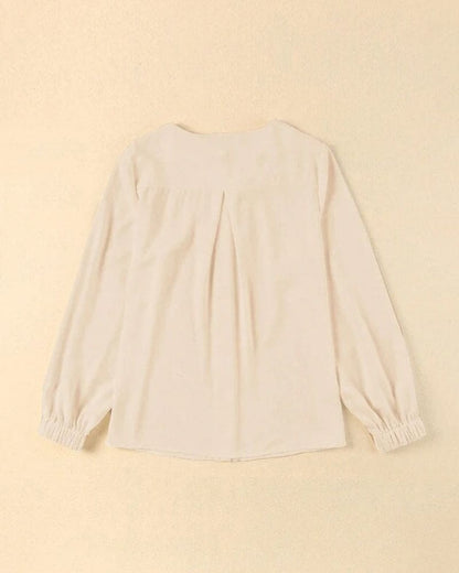 Camisa de Mangas Largas con Cuello Redondo y Mangas Lanterne para Mujeres | Ideal para Uso Diario y Profesional