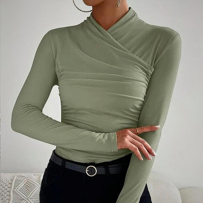 Camisa Con Corte Ajustado Y Dobladillo Asimétrico Para Mujer | Ideal Para Uso Diario O Semi-Formal