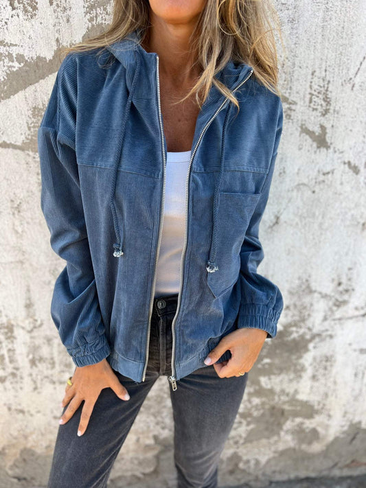 Chaqueta Con Cremallera Frontal Y Capucha Para Mujer | Ideal Para Entretiempo