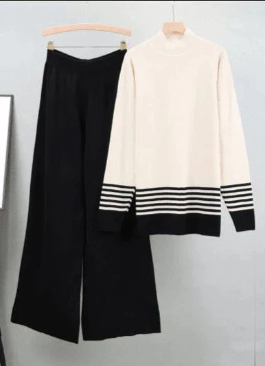 Conjunto de Top de Cuello Redondo y Pantalón Amplio para Mujer | Ideal para Uso Diario