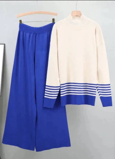 Conjunto de Top de Cuello Redondo y Pantalón Amplio para Mujer | Ideal para Uso Diario