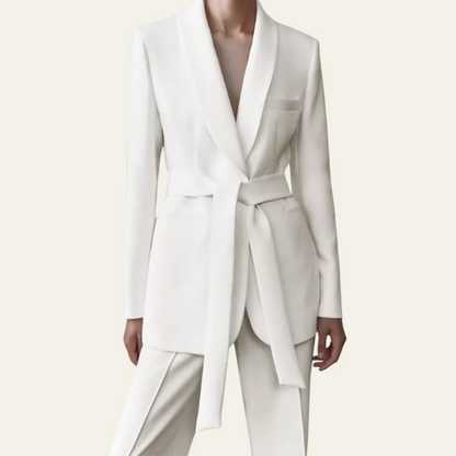 Conjunto De Dos Piezas Con Blazer Ceñido Y Pantalón De Corte Recto Para Mujer | Ideal Para Uso Profesional Y Diario