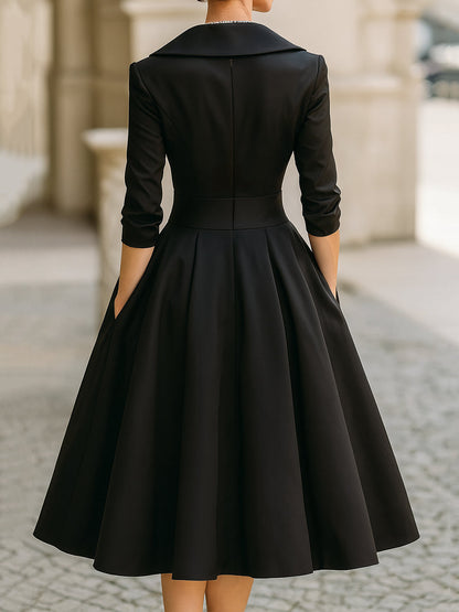Vestido Midi con Corsé Ajustado y Falda Acampanada Para Mujer | Ideal Para Eventos y Salidas Nocturnas