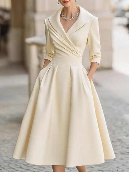 Vestido Midi con Corsé Ajustado y Falda Acampanada Para Mujer | Ideal Para Eventos y Salidas Nocturnas