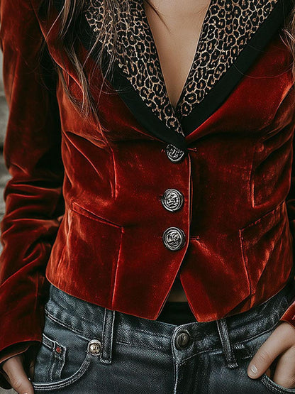 Blazer con Motivo Leopardo y Corte Ajustado para Personas Adultas | Ideal para Ocaciones Formales y Semi-Formales