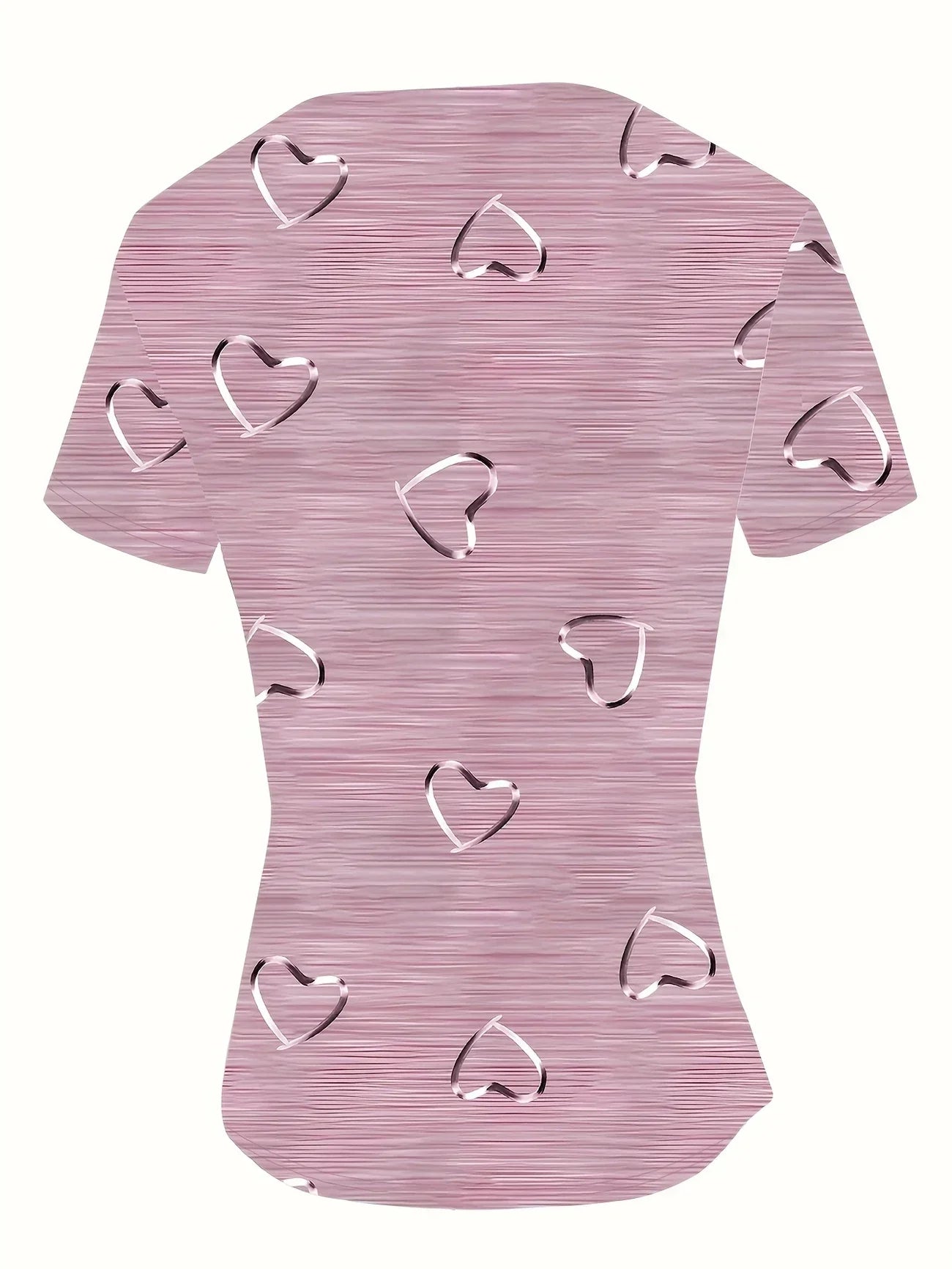 Top De Manga Larga Con Cuello En V Y Estampado De Corazones Para Mujer | Ideal Para Uso Diario