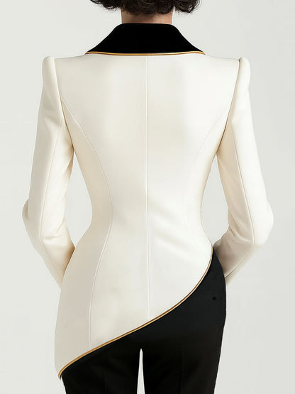 Blazer Entallado Con Corte Ligeramente Amplio Y Diseño Asimétrico Para Mujer | Ideal Para Uso Profesional O Diario