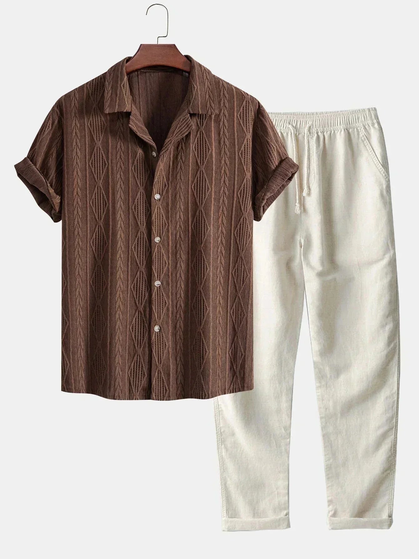 Conjunto De Ropa Con Camisa De Manga Corta Y Pantalón Largo Para Adultos | Ideal Para Uso Diario