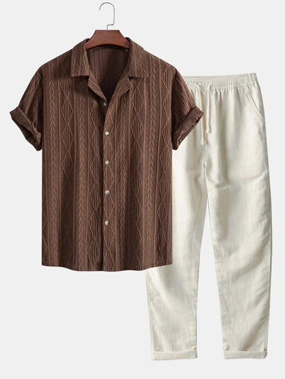Conjunto De Ropa Con Camisa De Manga Corta Y Pantalón Largo Para Adultos | Ideal Para Uso Diario