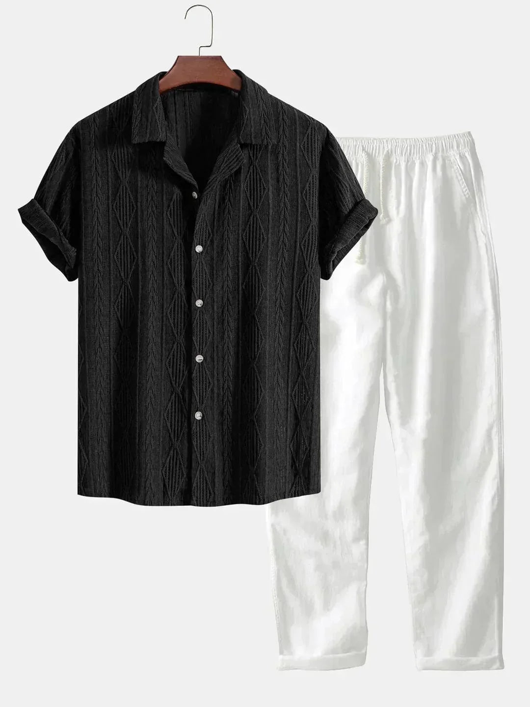 Conjunto De Ropa Con Camisa De Manga Corta Y Pantalón Largo Para Adultos | Ideal Para Uso Diario