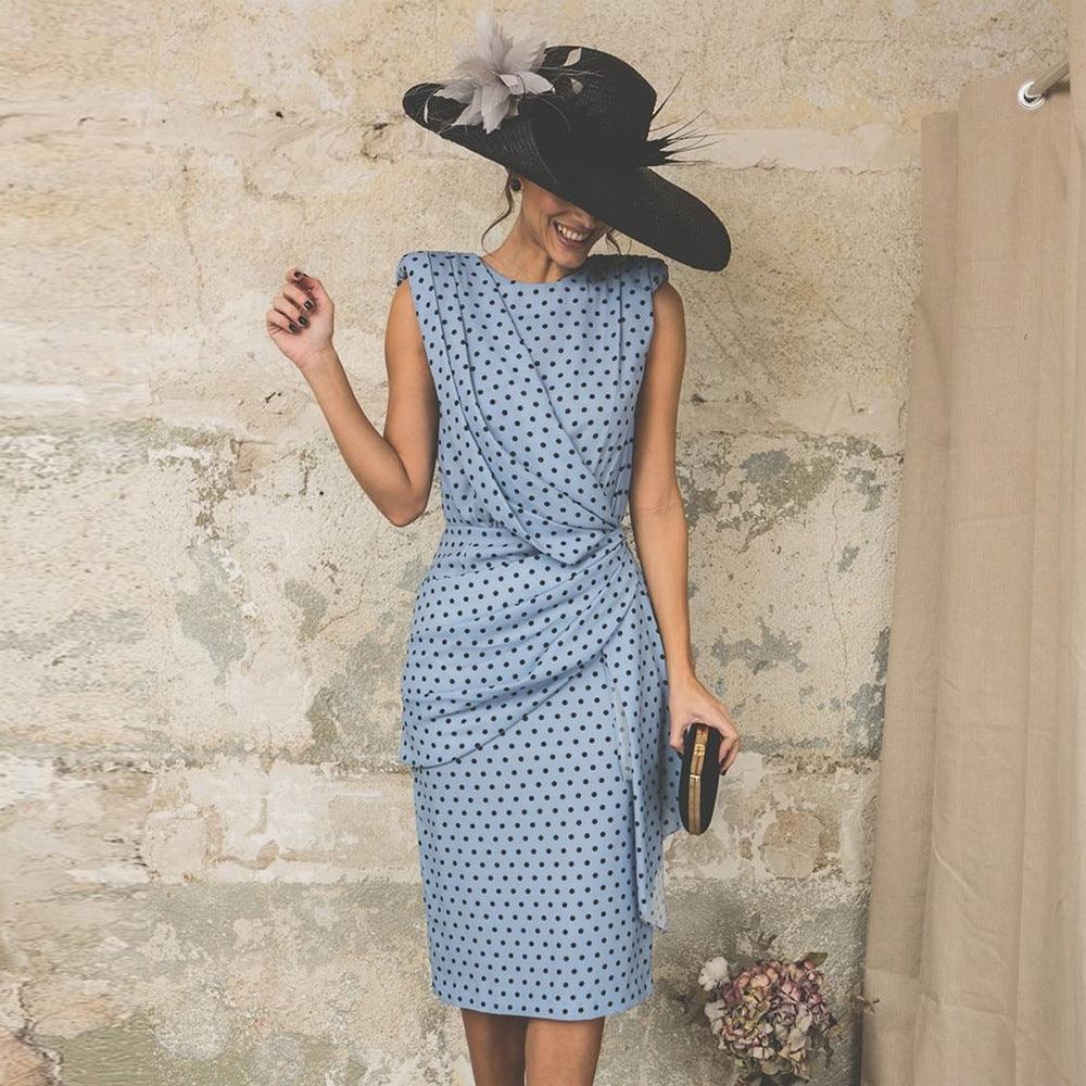 Vestido Midi Con Motivo De Lunares Para Mujer | Ideal Para Uso Diario Y Salidas Estivales