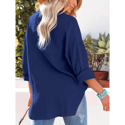 Camisa Con Corte Recto Y Mangas Largas Para Mujer | Ideal Para Uso Diario Y Profesional