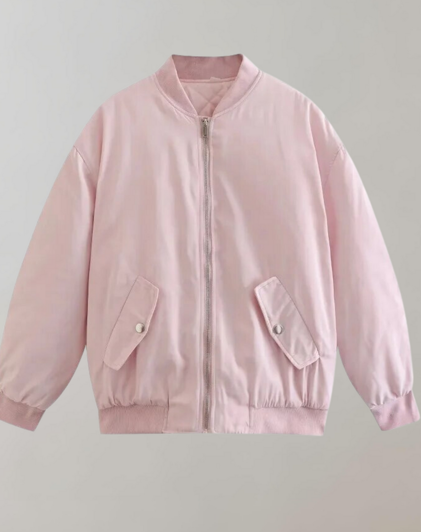 Chaqueta Bomber Con Bolsillos De Cremallera Y Cuello Alto Para Mujer | Ideal Para Uso Diario Y Entretiempo